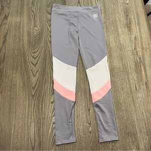 Body Glove Youth Girls Leggings High Waist Stretch Gray White Pink Size 12